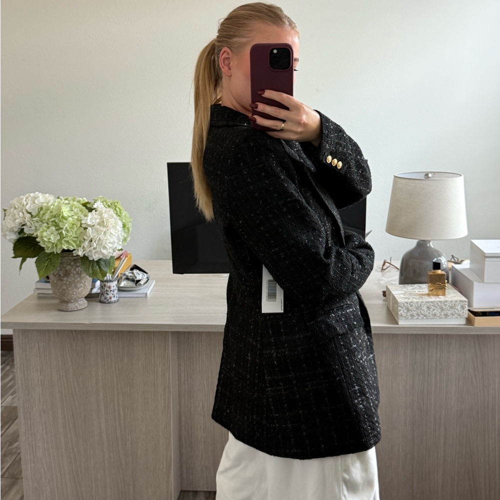 JustFab Black Tweed Blazer with Gold Buttons - Picture 6 of 9